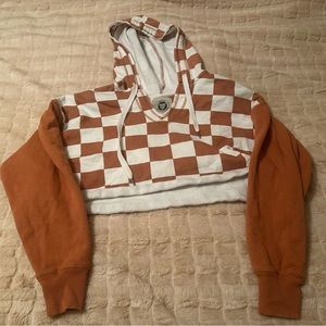 Urban outfitters orange and white cropped sweatshirt